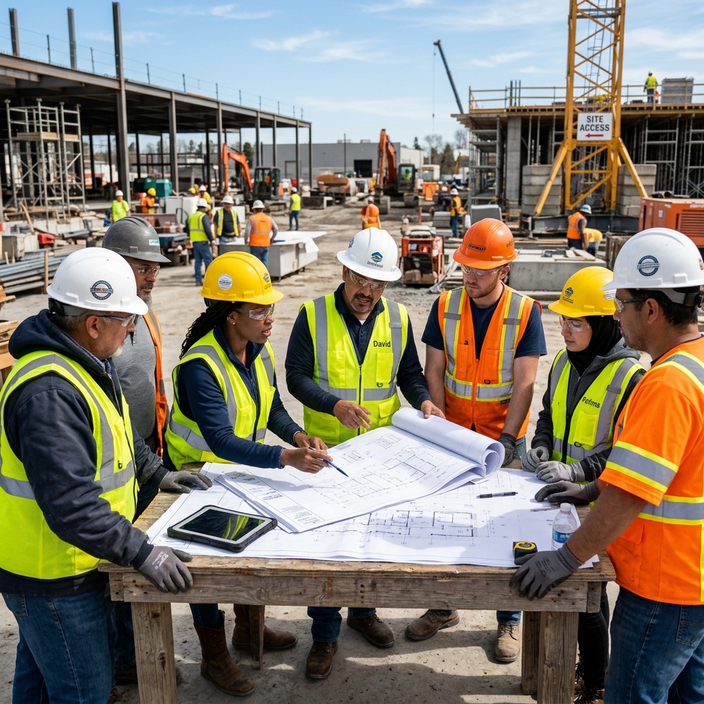 Construction Engineers Collaborating